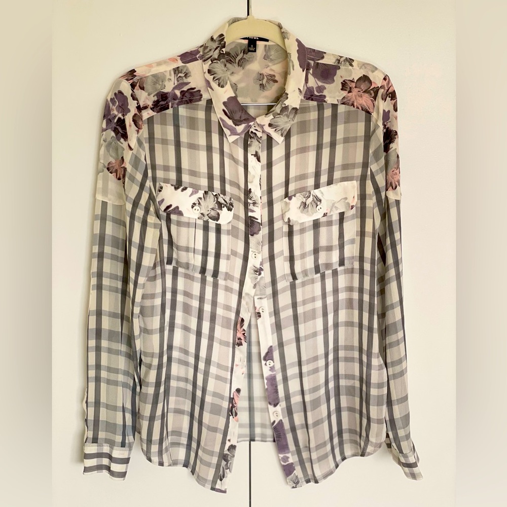 Paige plaid silk blouse size S